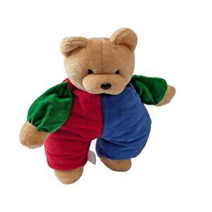 Vintage Cetpi CE Colorblock Plush Teddy Bear Red Blue Green 12" Tall So Soft